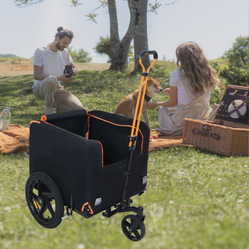 Foldable Pet Bike Trailer - Orange & Black, Safe & Durable