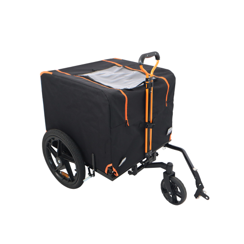 Foldable Pet Bike Trailer - Orange & Black, Safe & Durable