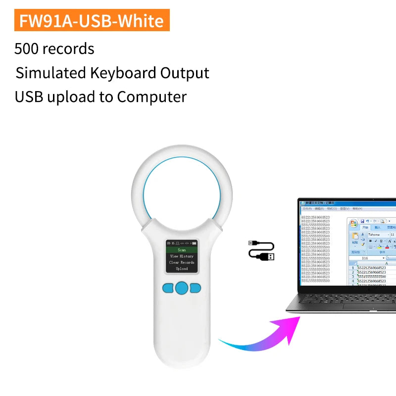 Animal RFID Reader: Pet Microchip Scanner USB/Bluetooth