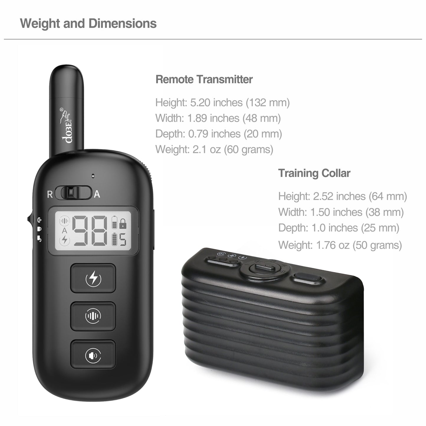 Remote Dog Training Collar - Waterproof & Rechargeable, 600M