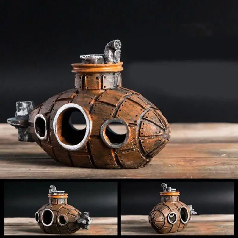 Resin Submarine Aquarium Shelter Fish Tank Decor: Fish & Shrimp Cave Decor