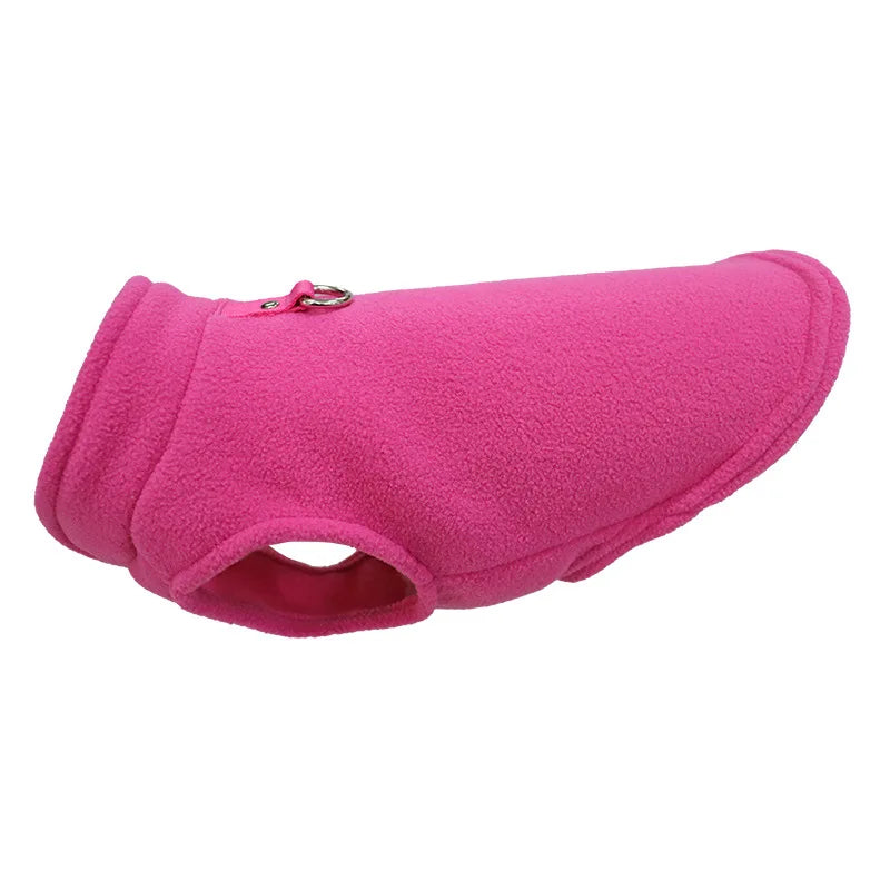 Warm Fleece Dog Jacket with D-Ring for Small Breeds