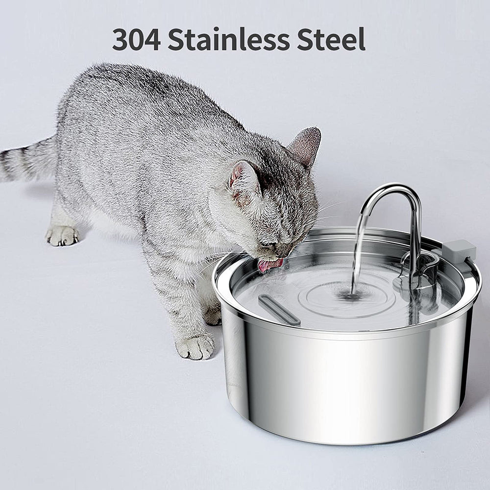 Stainless Steel Cat Water Fountain - Ultra Quiet, 3L Capacity