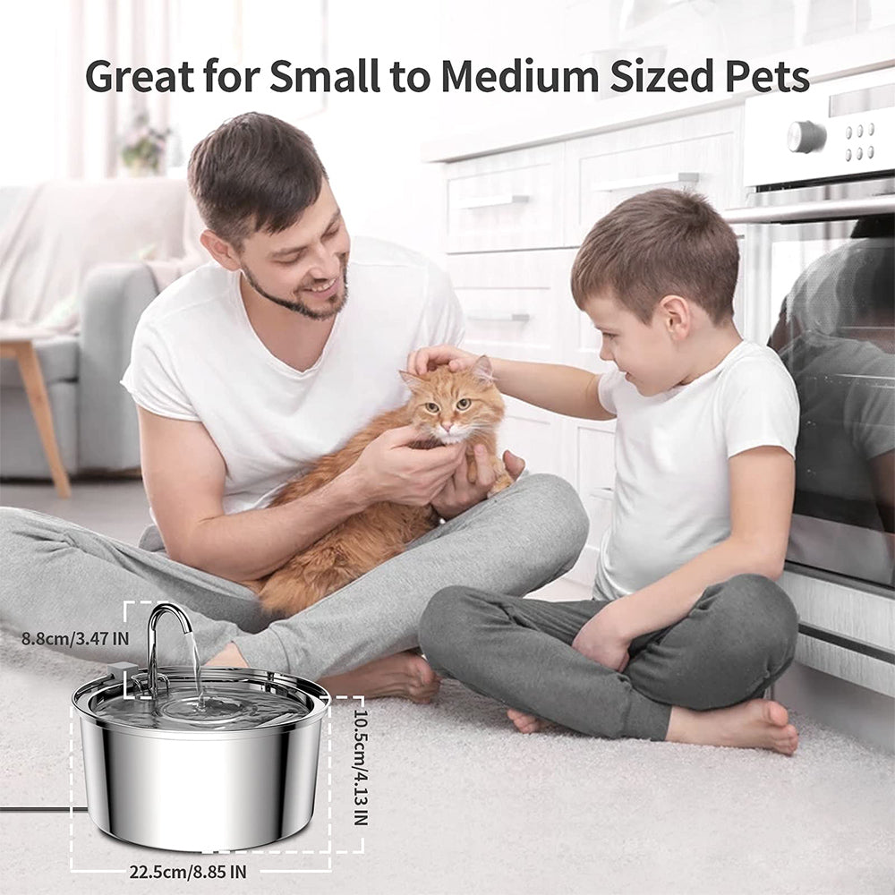 Stainless Steel Cat Water Fountain - Ultra Quiet, 3L Capacity