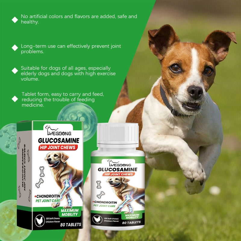 Glucosamine Dog Joint Tablets - 80 Count for Hip & Joint Health