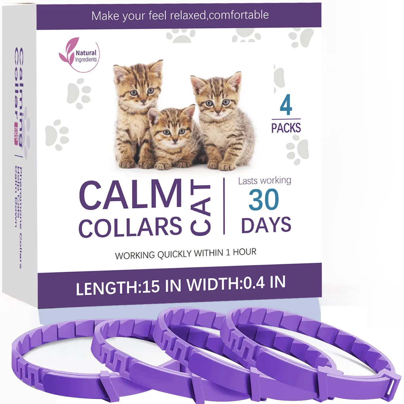 Pet Flea & Tick Collar 3-4 Pack - Calming & Adjustable for Cats/Dogs