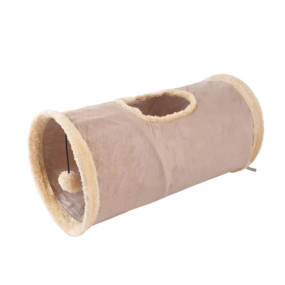 Collapsible Cat Tunnel: Winter Suede for Play & Hide Fun