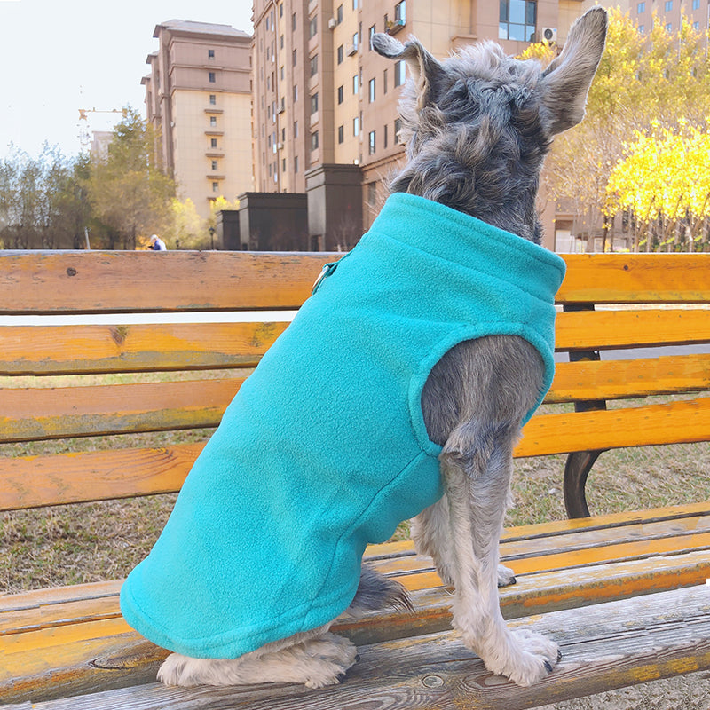 Warm Fleece Dog Jacket with D-Ring for Small Breeds