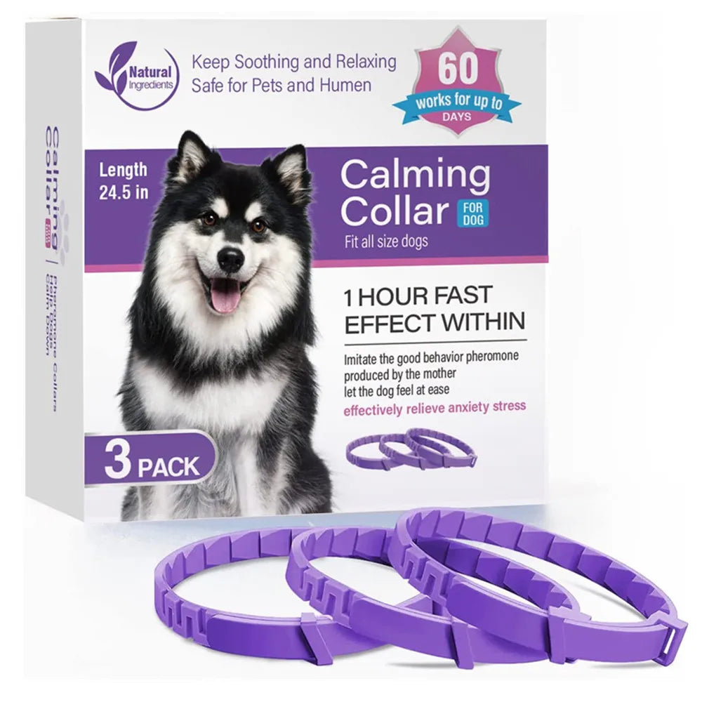 Pet Flea & Tick Collar 3-4 Pack - Calming & Adjustable for Cats/Dogs