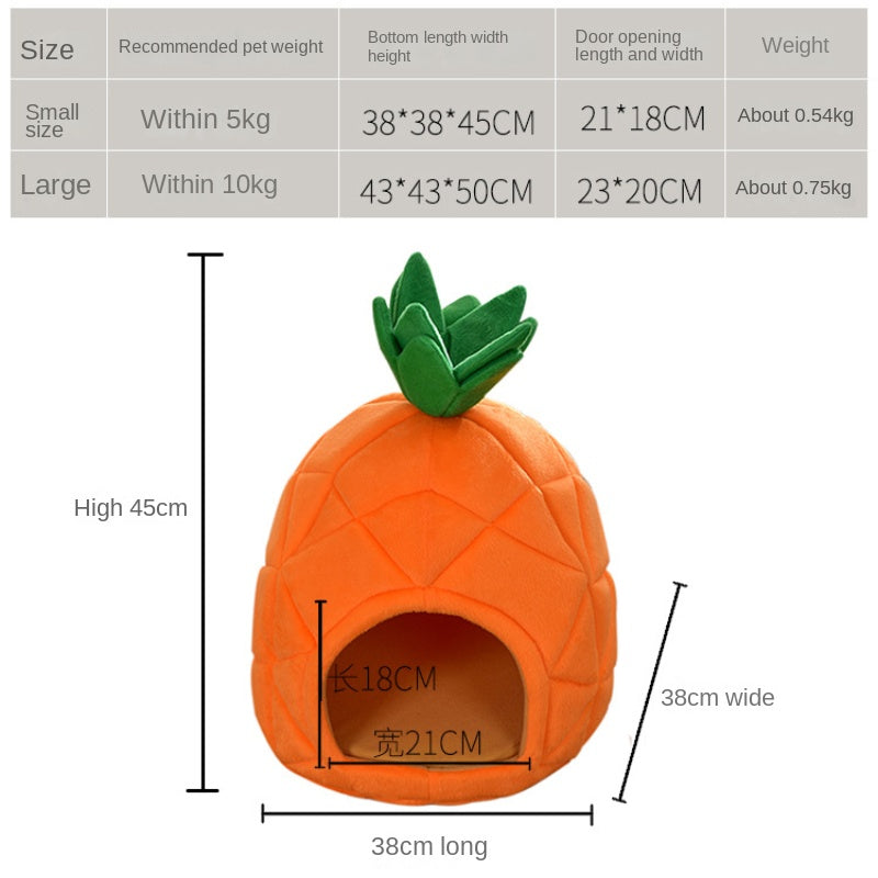Winter Pet House: Cozy Pineapple Nest for Cats & Dogs