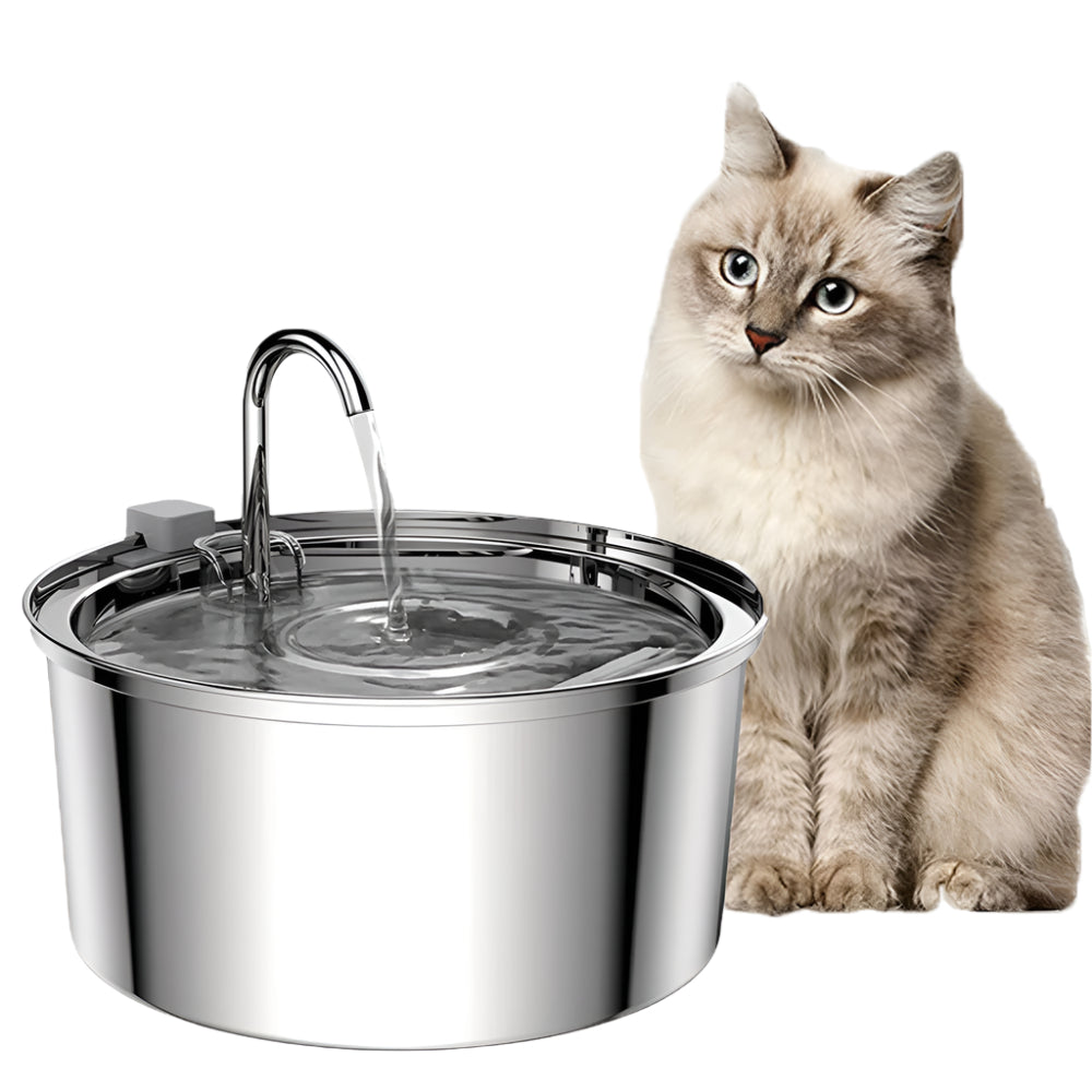 Stainless Steel Cat Water Fountain - Ultra Quiet, 3L Capacity