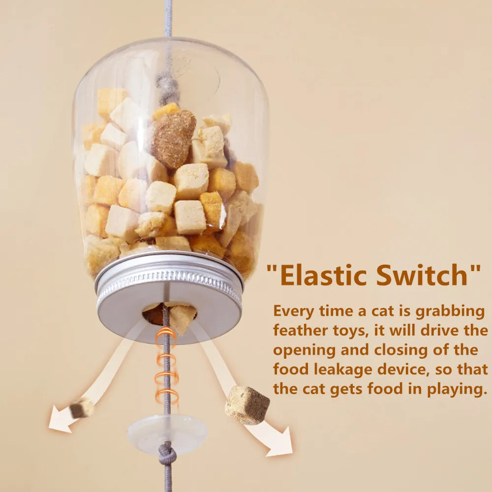 Cat Toy Interactive Feeder: Feather, Bell & Scratch Rope
