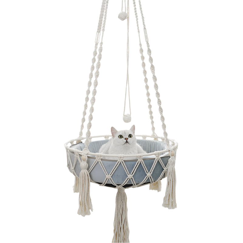 Cat Hammock Swing - Handwoven Cat Window Perch Hammock Cotton Rope Hanging Basket