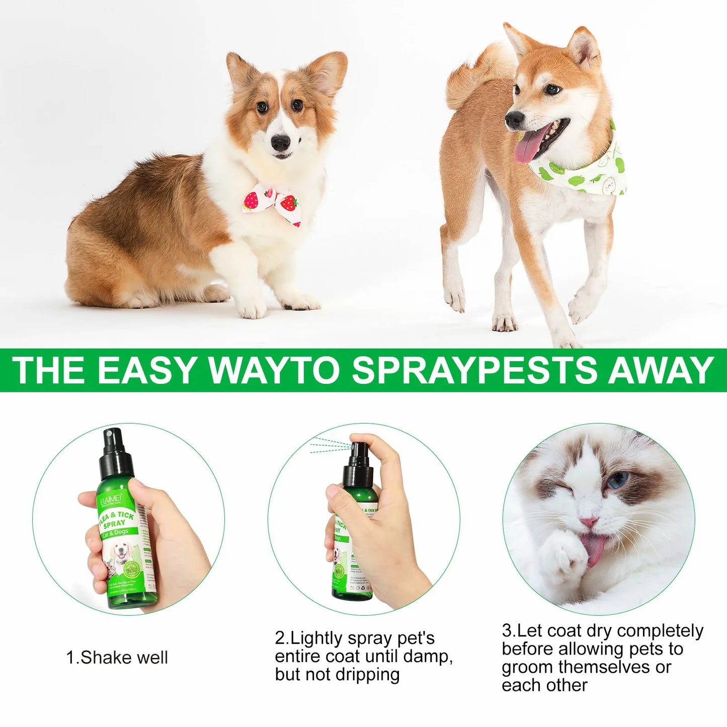 Natural Flea & Tick Spray 100ml for Dogs & Cats - Peppermint