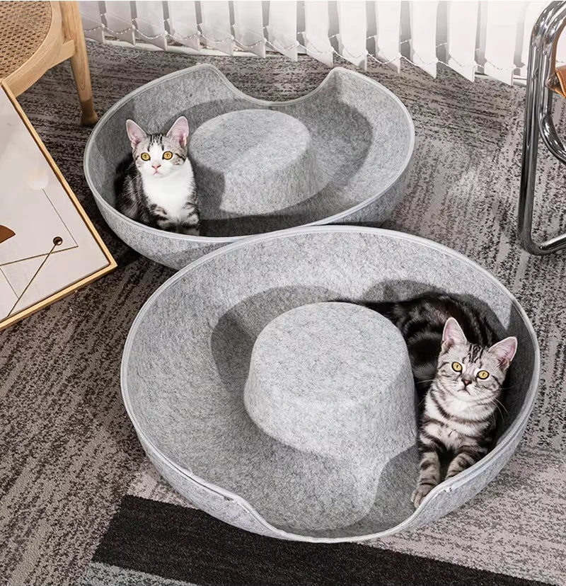 Donut Cat Tunnel Bed – Interactive Felt Tunnel and Sleeping Nest for Cats