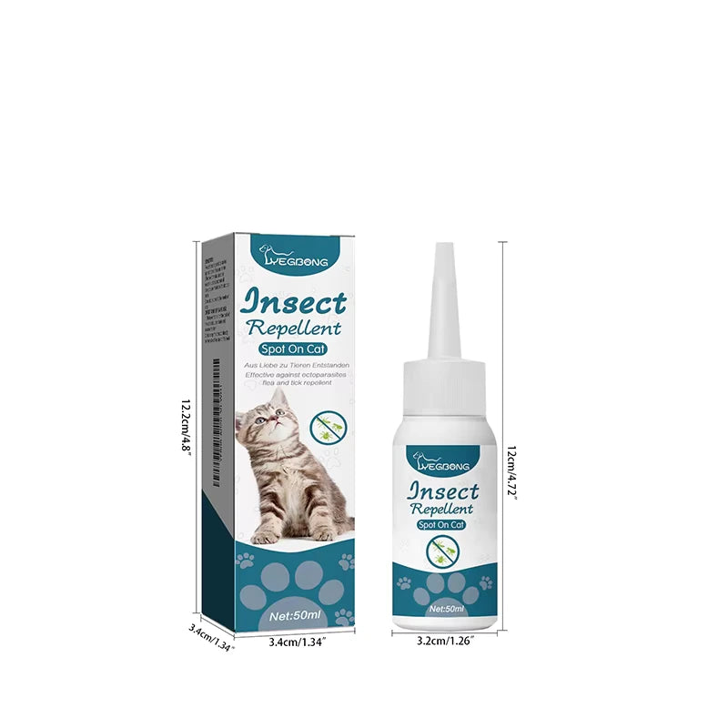 Pet Flea and Tick Control Drops – 50ml Topical Solution for Dogs and Cats, Helps Repel Fleas, Ticks, and Mites