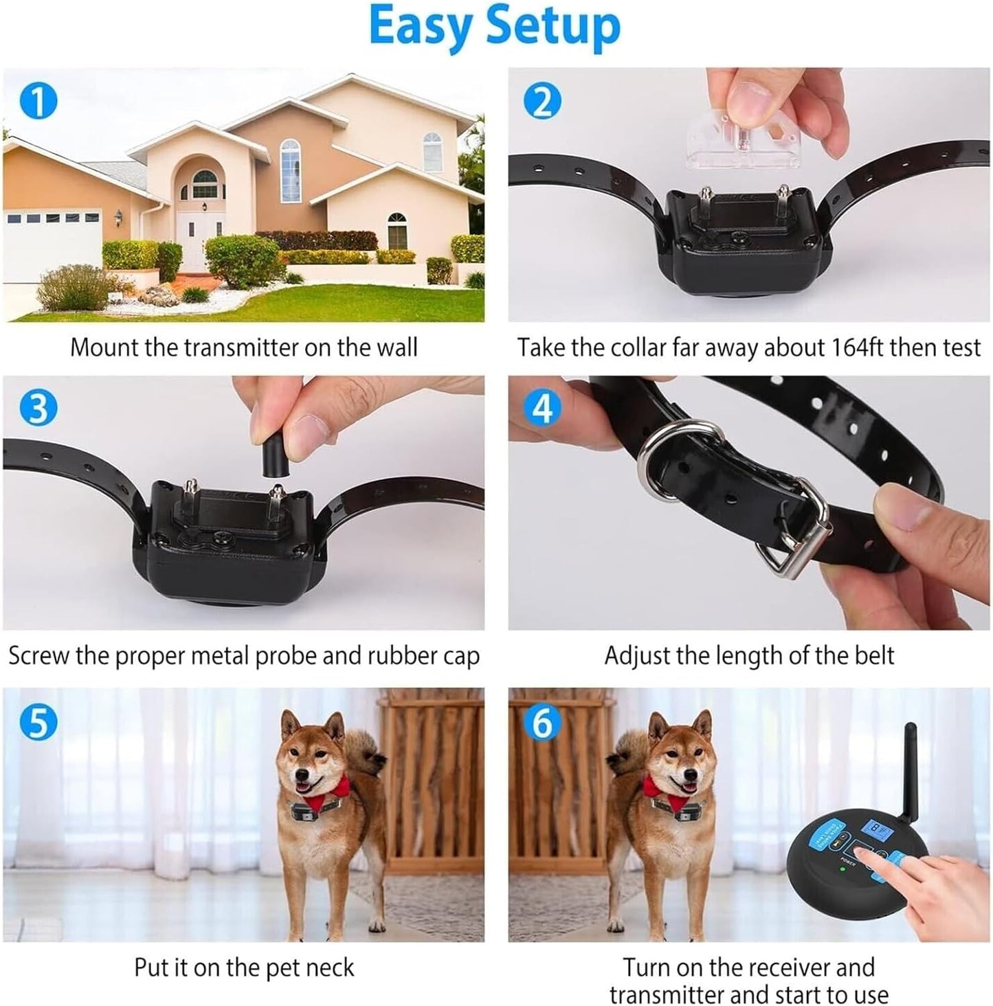 Wireless Dog Fence with Shock and Beep Modes – 200m Range, Rechargeable and Waterproof