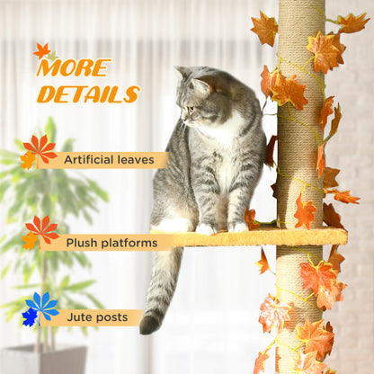 Cat Tree Tower: Adjustable 80-95" Sisal Scratch Post, Orange