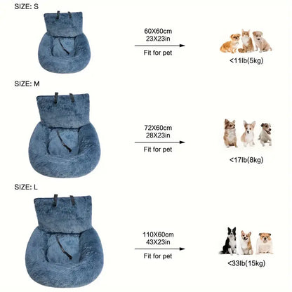 Car Dog Seat and Bed 2in1: Safety Pet Seat & Indoor Cushion