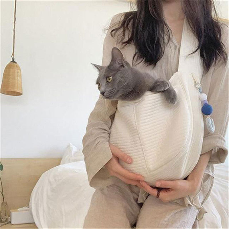 Canvas Pet Carrier Bag - Breathable Travel Sling for Cats & Dogs