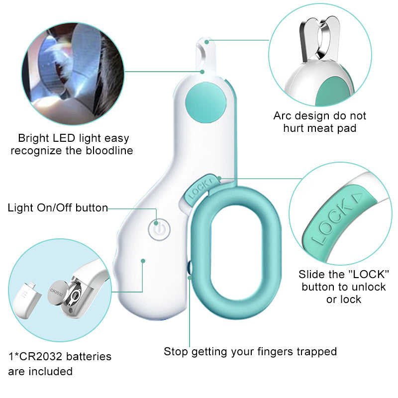 LED Pet Nail Clipper - Safe Grooming for Cats & Small Dogs