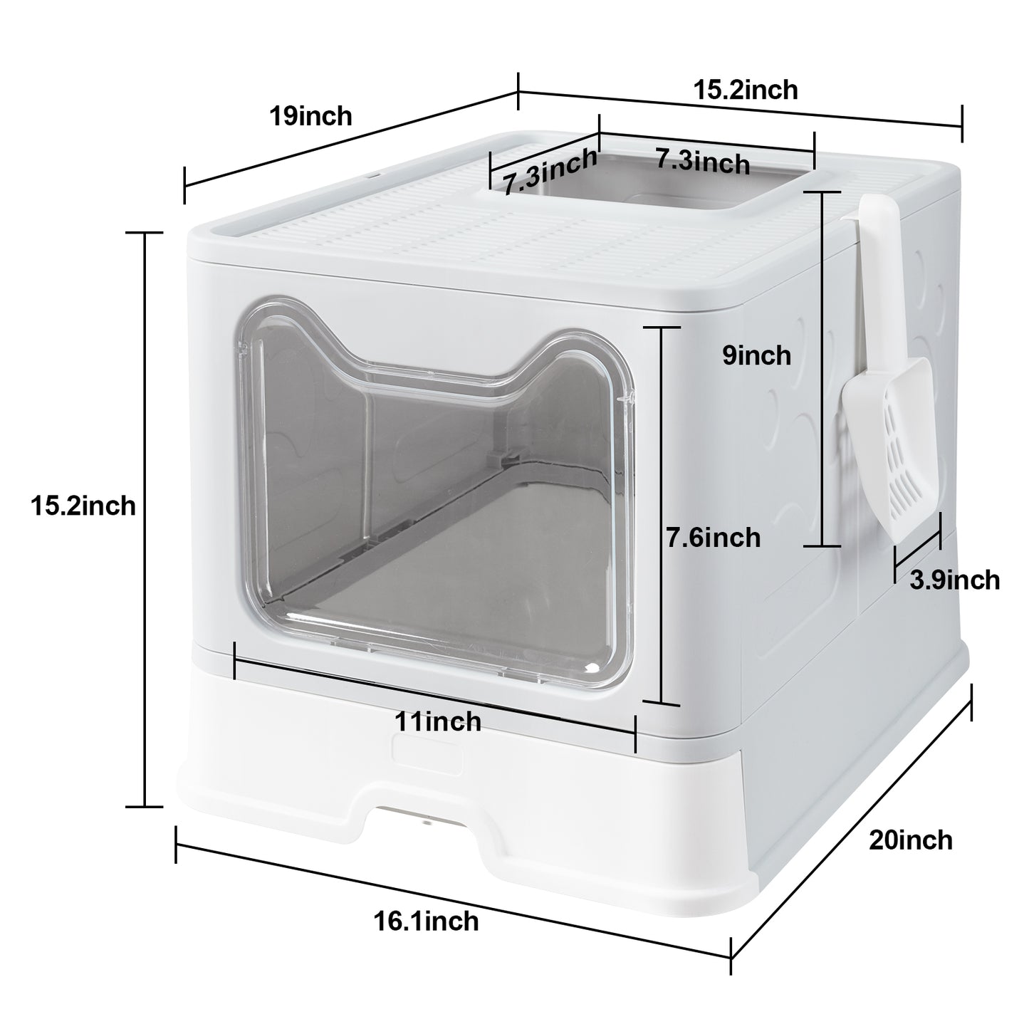 Large Foldable Cat Litter Box with Lid & Scoop