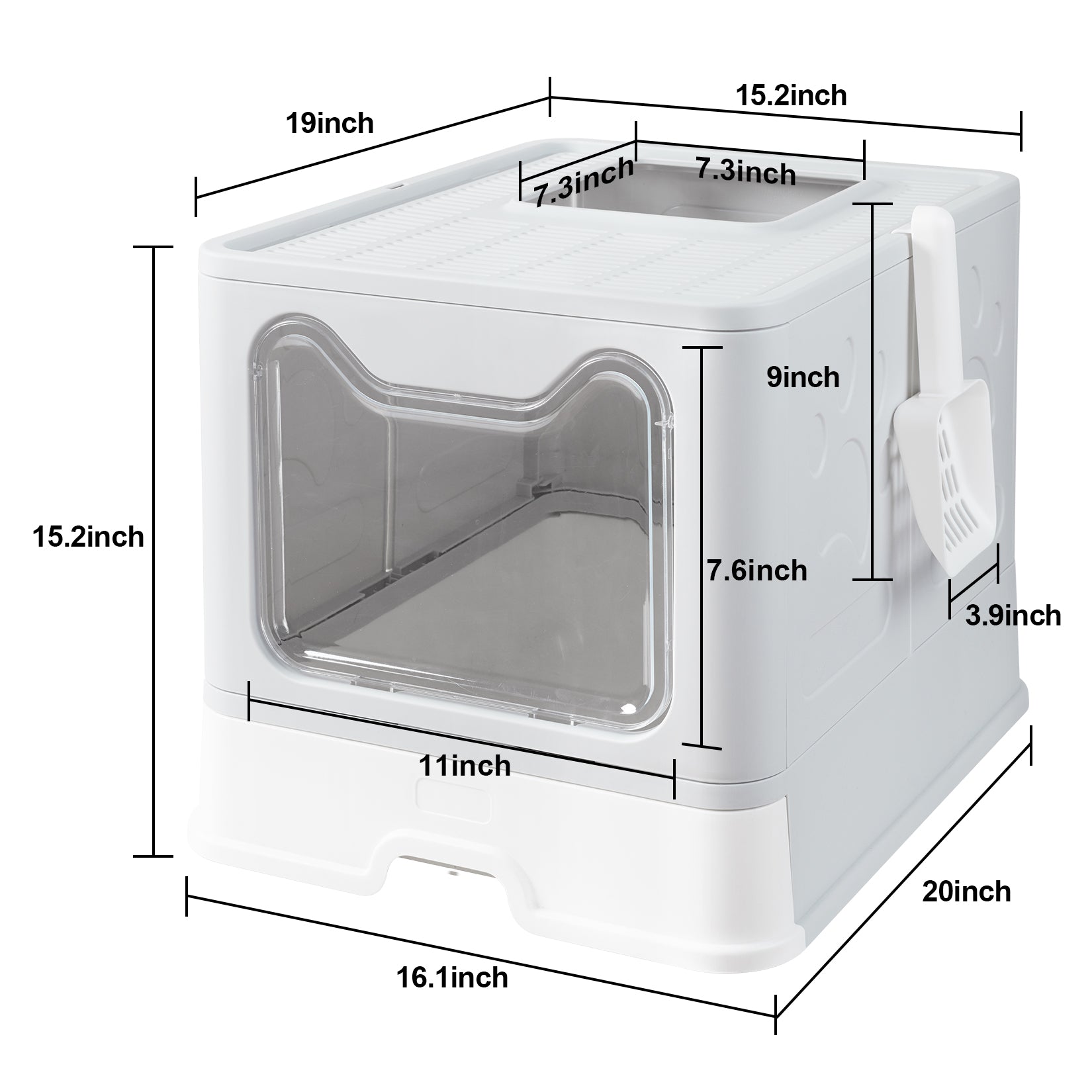 Large Foldable Cat Litter Box with Lid & Scoop