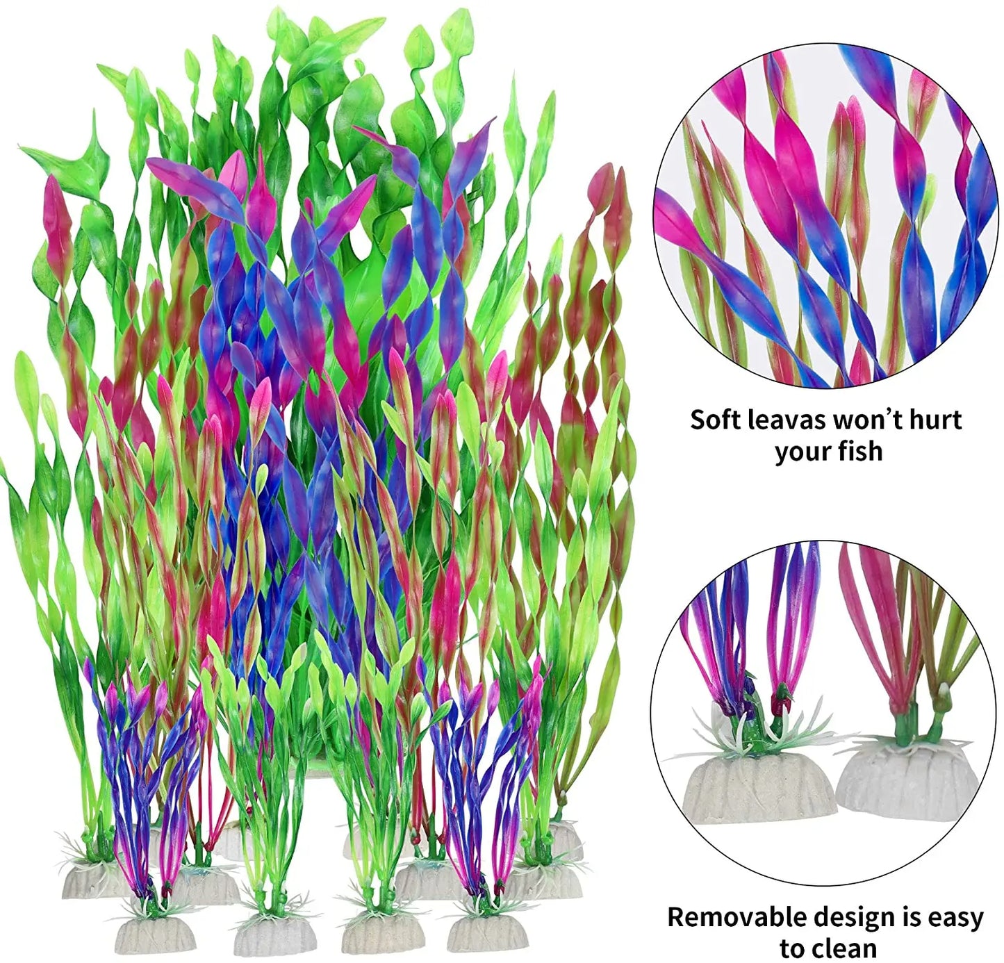 Plastic Aquarium Plants - 5 pcs Artificial Seaweed Decor