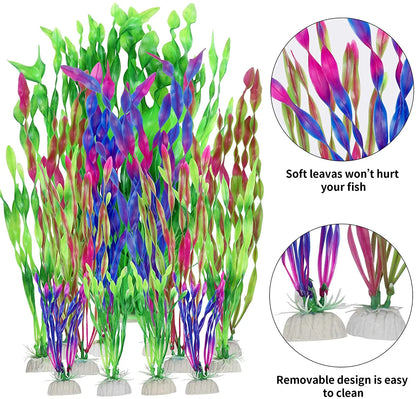 Plastic Aquarium Plants - 5 pcs Artificial Seaweed Decor