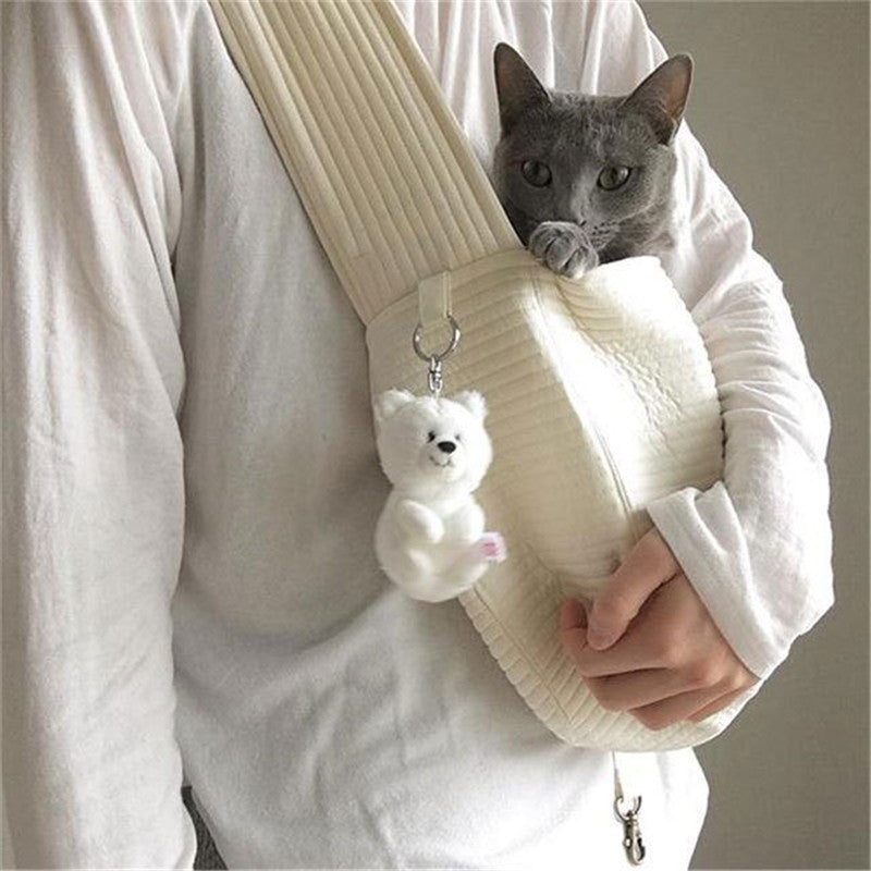 Canvas Pet Carrier Bag - Breathable Travel Sling for Cats & Dogs