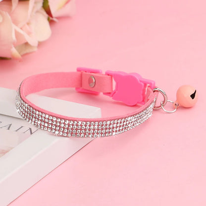 Cat Collar Soft Suede Rhinestone - Bling & Safe Breakaway