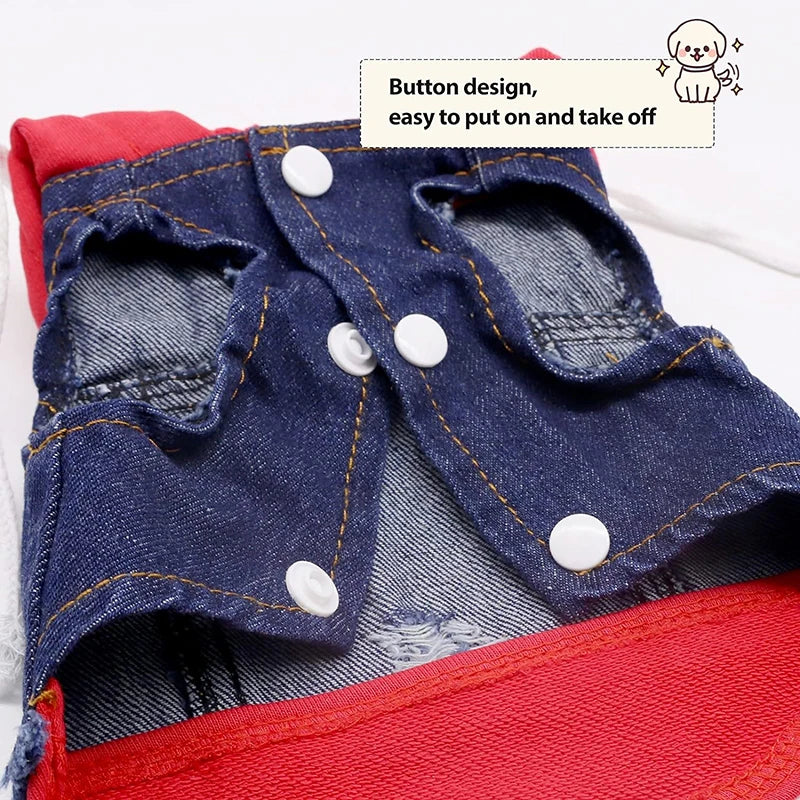 Dog Attire Jeans Jacket Hooded Denim Coat for Small Medium Pets