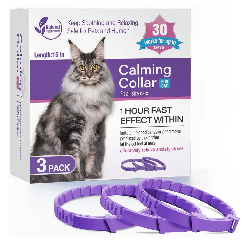 Pet Flea & Tick Collar 3-4 Pack - Calming & Adjustable for Cats/Dogs