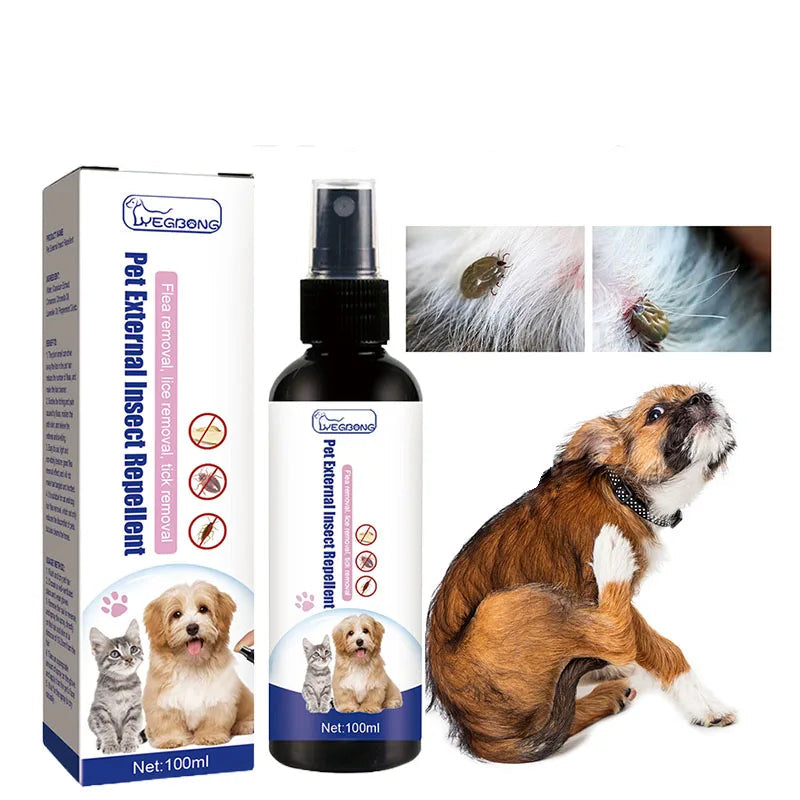 Pet Dog Cat Tick Flea Spray 100ml - Natural Soothing Insect Repellent