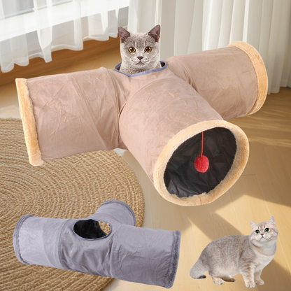 Collapsible Cat Tunnel: Winter Suede for Play & Hide Fun