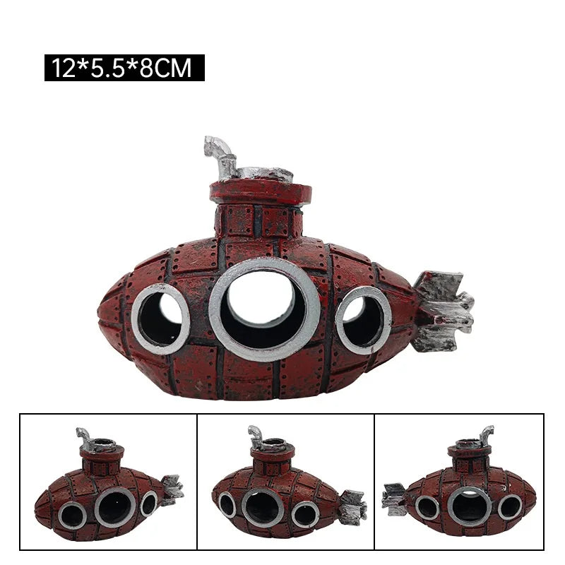 Resin Submarine Aquarium Shelter Fish Tank Decor: Fish & Shrimp Cave Decor
