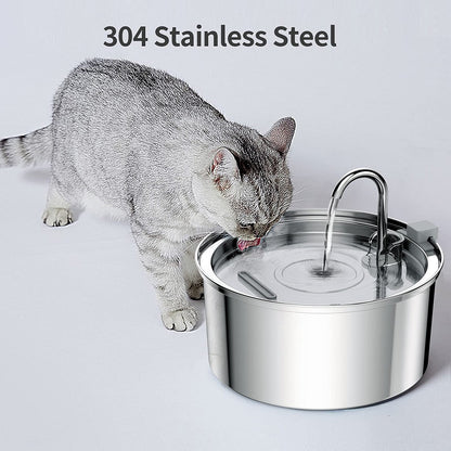 Stainless Steel Cat Water Fountain - Ultra Quiet, 3L Capacity