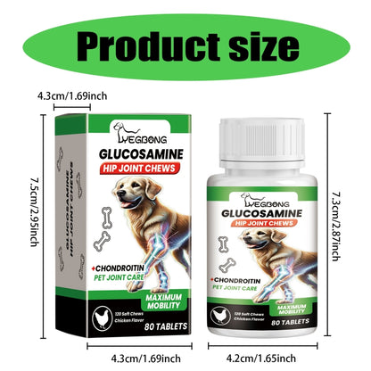 Glucosamine Dog Joint Tablets - 80 Count for Hip & Joint Health