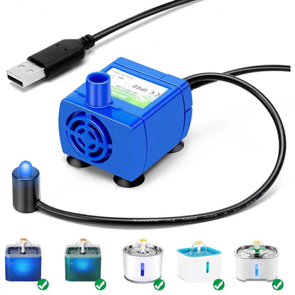 Water Pump Pet Cat Fountain - Ultra Quiet LED Replacement