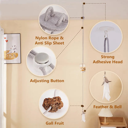 Cat Toy Interactive Feeder: Feather, Bell & Scratch Rope