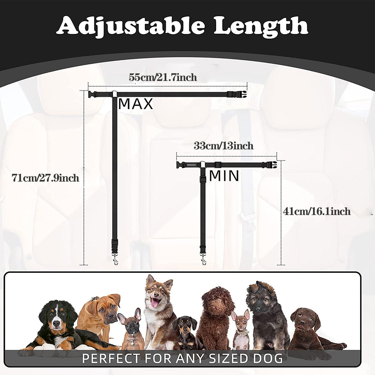 Pet Car Seat Belt - Adjustable Safety Headrest Restraint