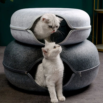 Donut Cat Bed Tunnel: Interactive Felt Toy & House