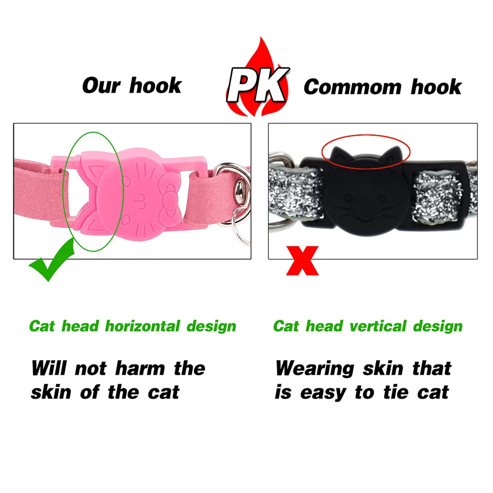 Cat Collar Soft Suede Rhinestone - Bling & Safe Breakaway