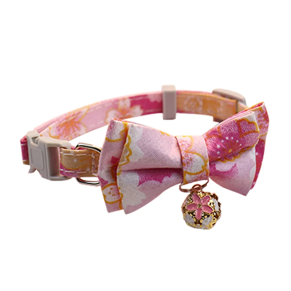 Cat Collar Adjustable Plaid Bow Tie - Cute Collar for Cat