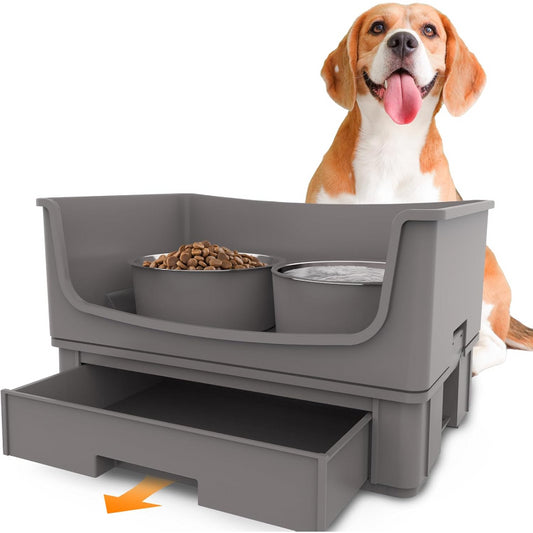 Elevated Dog Bowl Stand Set - Mess Proof & Quiet Feeding