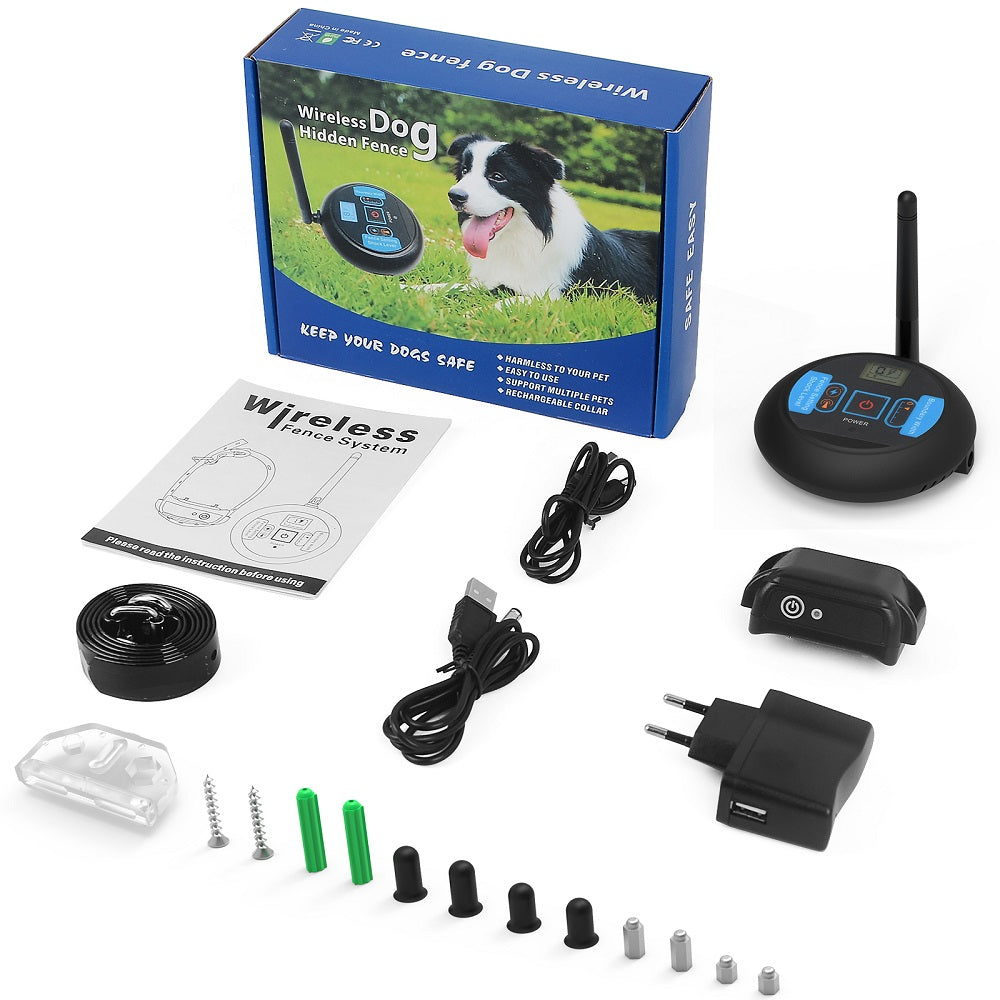 200m Dog Wireless Fence: Rechargeable, Waterproof, Beep+Shock
