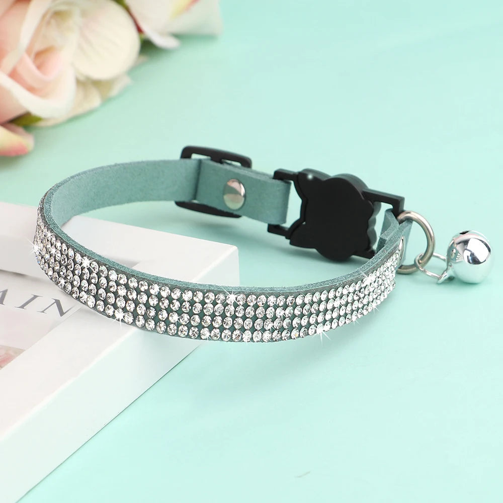 Cat Collar Soft Suede Rhinestone - Bling & Safe Breakaway