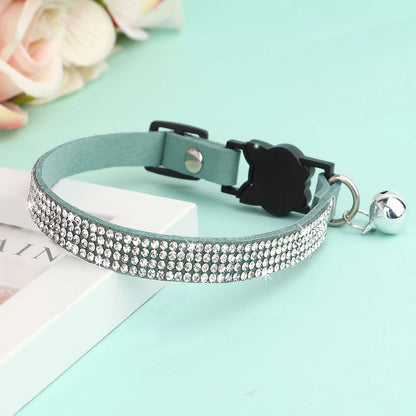 Cat Collar Soft Suede Rhinestone - Bling & Safe Breakaway