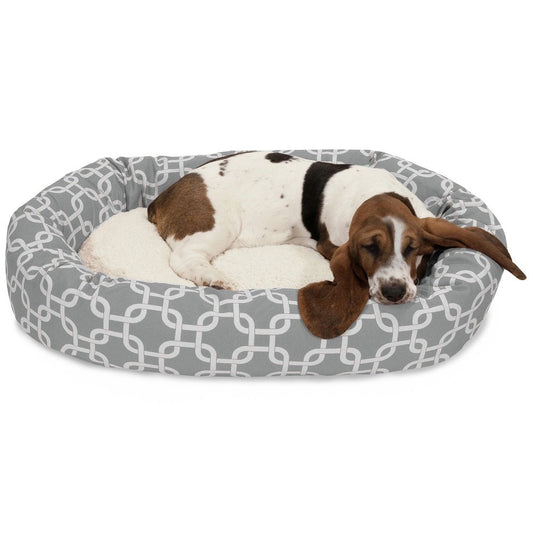 Washable Sherpa Dog Bed - Cozy Round Calming Bolster