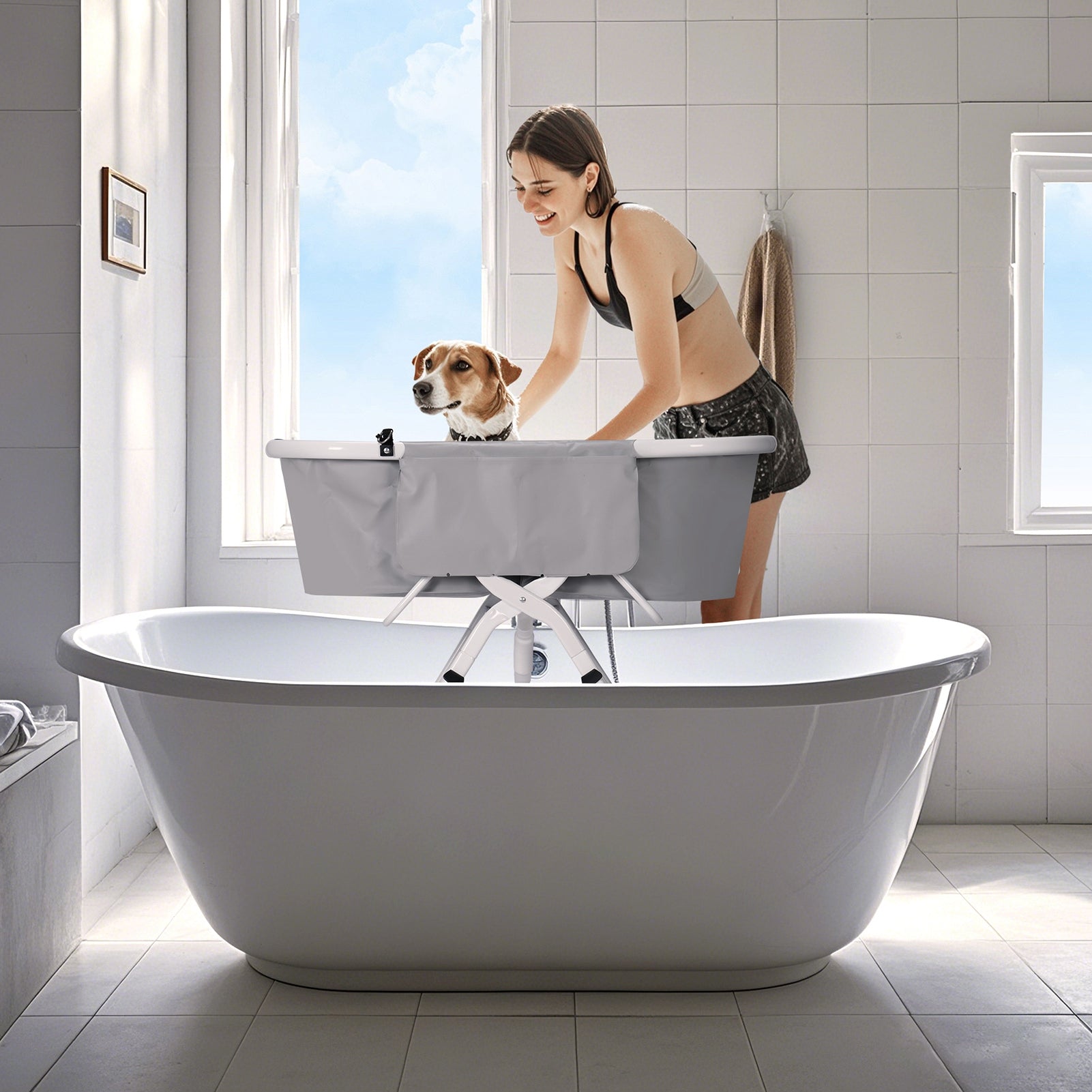 Foldable Dog Bath Tub - Adjustable Height, Indoor/Outdoor Use